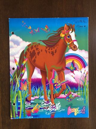 Lisa Frank Vintage Folder Rainbow Chaser Horse Butterflies Water Roses
