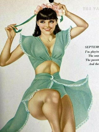 Vintage 1948 September Varga Sexy Pin Up Girl Calendar Page Suitable For Framing