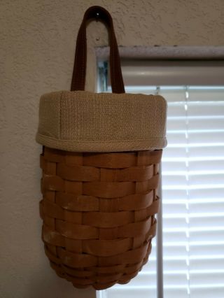 2002 Longaberger Small Gatehouse Basket With Fabric Liner And Plastic Protector