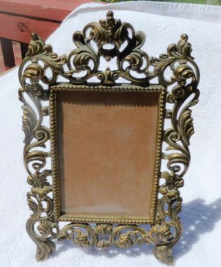 Vintage Ornate Cast Brass Table Top,  Easel Type Small Picture Frame