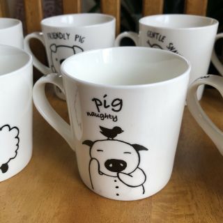 Rosee Blanche Ceramic Animal Mugs Cups Black And White Pig Dog Snake Monkey