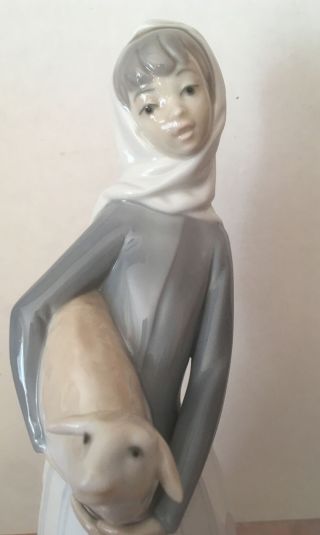 Lladro Woman With Lamb Figurine Made In Spain 3
