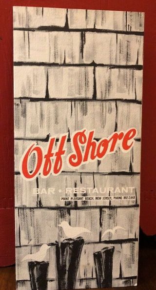Vintage 60s Off Shore Restaurant Menu Point Pleasant Beach Jersey Nj