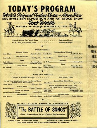 1954 Rodeo Day Program Southwest Exposition And Fat Stock Show Fort Worth Texas