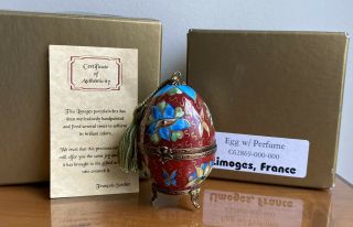 Francois Soichet Hand Painted Footed Egg Trinket Box W/perfume & 98/500