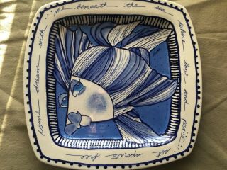 " Come Dream With Me Diane " Large Blue & White Fish Platter
