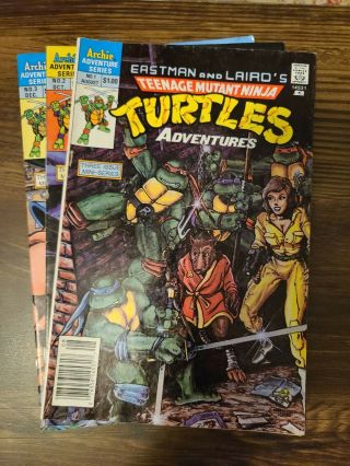 Teenage Mutant Ninja Turtles Adventures 1,  2 & 3 Archie Comics 1988