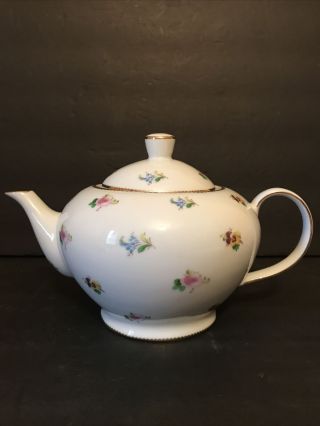 Coffee/ Teapot I.  Godinger & CO.  Teapot w/ Gold Trim & Flowers 2