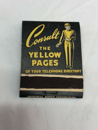Vtg Matchbook Book Of Matches Yellow Pages Phone Book Advertising 1940s 1950s