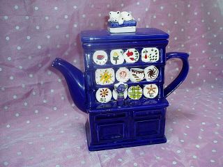 Unique & Rare,  " China Cabinet Blue Ceramic Lidded Teapot By Cardinal Inc.  "