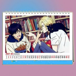2021 Year calendar Anime Banana Fish Ash Okumura Eiji BL 13 pages Desktop 2