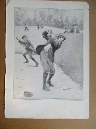 Golf Caddy Runs From Golfer With Bad Temper And Club In Sand Trap By A.  B.  Frost