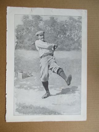 The Duffer,  Golf,  Golfer Take Swing By A B Frost,  Antique Print 1904