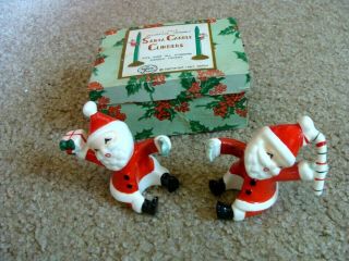 Santa Candle Climbers 1957 Vintage Napco With Box Made In Japan