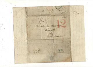 1848 Stampless Folded Letter,  To Cincinnati Oh,  Ref: Long Letter