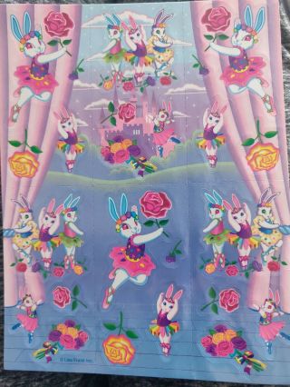 Vintage Lisa Frank Scentsations Sticker Sheet Ballerina Bunny/roses