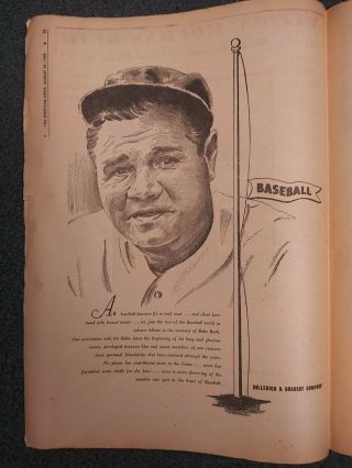 Babe Ruth Death - Yankees - Baseball - 1948 Sporting News Newspaper 3
