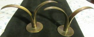 Vintage Signed Pair Lily Brass Candlesticks Holders By Bjork For Ystad Metall