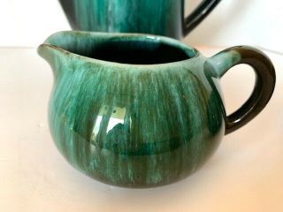 MCM Blue Mountain Pottery BMP Coffee/Tea Pot,  Creamer,  Sugar,  Teal Drip Glaze 3
