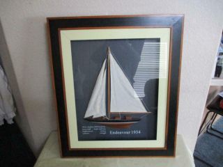 Half Hull 1934 Endeavour J Class Americas Cup Mounted In A Shadow Box