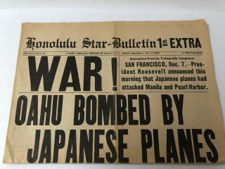 Honolulu Star - Bulletin December 7,  1941 Vol.  Xlviii No.  15359 Pearl Harbor Bomb