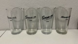 Snap - On Tools Garage Man Cave Set Of 4 Beer Pint Cups Clear 16 Oz Read D12