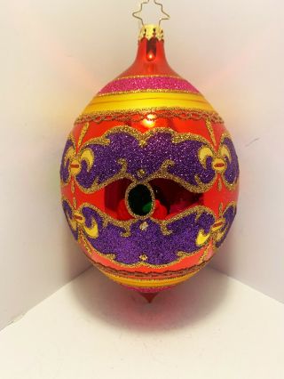 Christopher Radko Ornament Red And Purple 7.   Tall.  Great Details