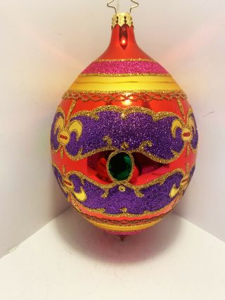 Christopher Radko Ornament Red And Purple 7.   tall.  Great Details 2