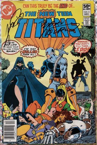 The Teen Titans 2 F/vf Dc 1980 1st Deathstroke Signed Perez Wolfman