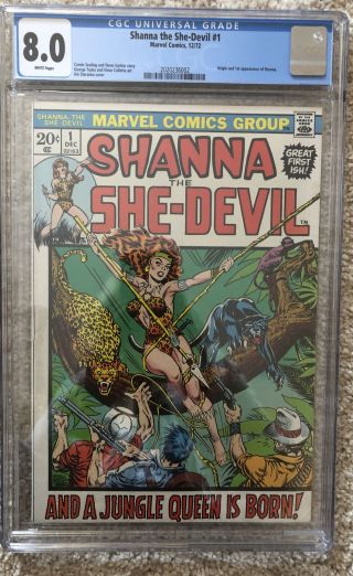 Shanna The She Devil 1 Cgc 8.  0 Vf 1st App & Origin Marvel Comics Key Steranko