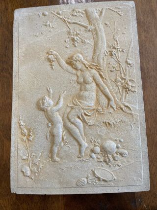 Woman & Child 3d Molded Stone Wall Hanging Plaque Antique Finish Greek 9”x6”