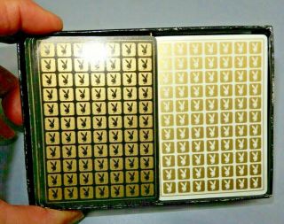 Vintage Playboy Bunny Double 2 Deck Playing Cards Black Gold White