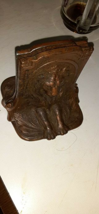 Fantastic Pair Antique Art Deco Bronze Patina Finish Cast Iron Lion Bookends Wow