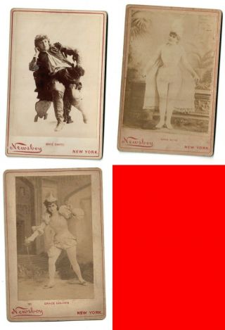 1890s 3 Diff Risque Sexy Burlesque Girl Cabinet Card Photographs 78