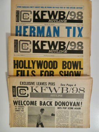 1965 - 1966 Kfwb/98 Hit Line Los Angeles Paper With The Yardbirds And More
