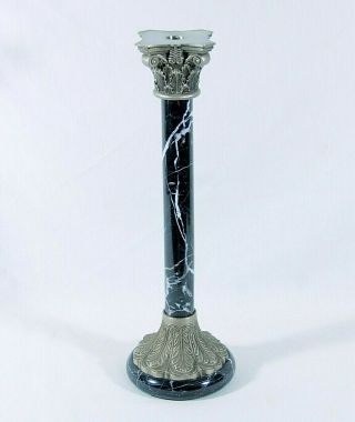 Black&white Marble Huge Taper Candlestick Candleholder 18 3/4 " Tall Vintage