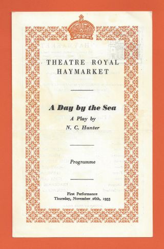 John Gielgud " A Day By The Sea " Irene Worth / N.  C.  Hunter 1954 London Playbill