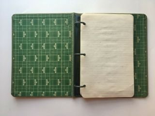 Vintage Notebook 1940s Green Canvas Loose Leaf Binder National 10 " X7 " X1.  5 "