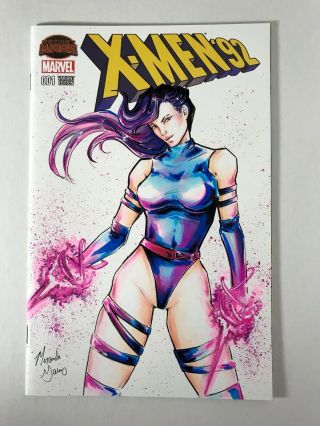 X - Men 92 1 - Psylocke - Comic Book Sketch Cover Art By Miranda Gainey