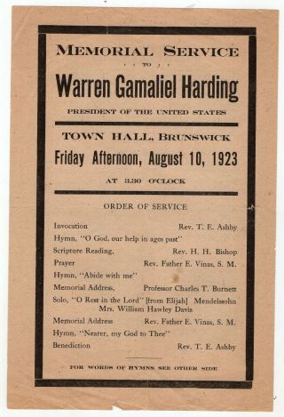 1923 Memorial Service For President Warren Harding At Brunswick,  Maine