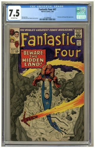 Fantastic Four 47 (cgc 7.  5) O/w Pages; Inhumans; Dragon Man; Jack Kirby (j 4462)