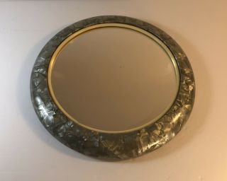 Vintage Mid Century Round Convex Mirror With Retro Plastic Frame