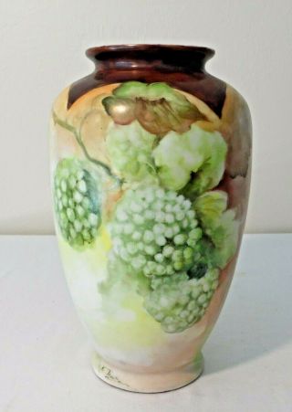 Ornate Floral H/p & Artist Signed Porcelain Vase Limoges - Bavaria?
