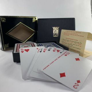 Vintage Kem Plastic Playing Cards W/ Case Harvest 2 Complete Decks Red Blue