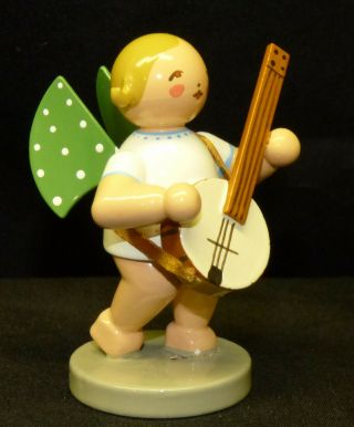 Wendt Kuhn Orchestra Angel W/ Banjo Figurine 650/59 Wood Erzgebirge Germany Xmas