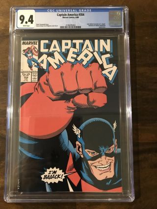 Captain America 354 - Cgc 9.  4 - White Pages - 1989 1st Us Agent