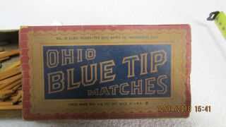 The Ohio Match Co.  Wadsworth,  Ohio Blue Tip Matches Box