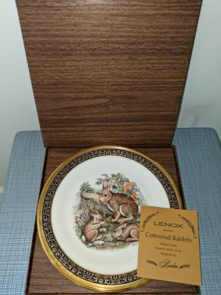 Lenox Boehm Cottontail Rabbits Bunnies Annual Collector Plate Woodland Wildlife