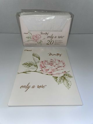 Vtg Montag Mead Stationery Only A Rose Pink Flower 36 Decorated Sheets 20 Env B5