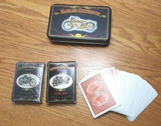 Harley - Davidson Limited Edition 1997 Boxed Tin Playing Cards 2 Decks (1)